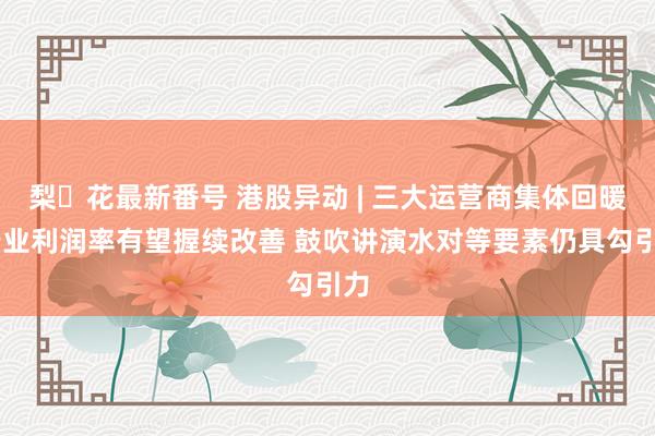 梨々花最新番号 港股异动 | 三大运营商集体回暖 行业利润率有望握续改善 鼓吹讲演水对等要素仍具勾引力