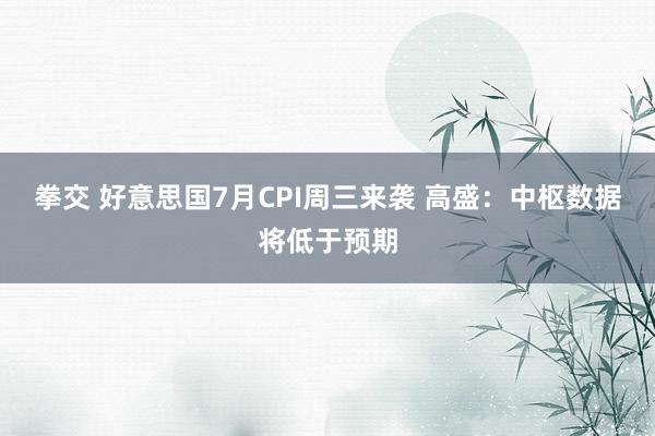 拳交 好意思国7月CPI周三来袭 高盛：中枢数据将低于预期